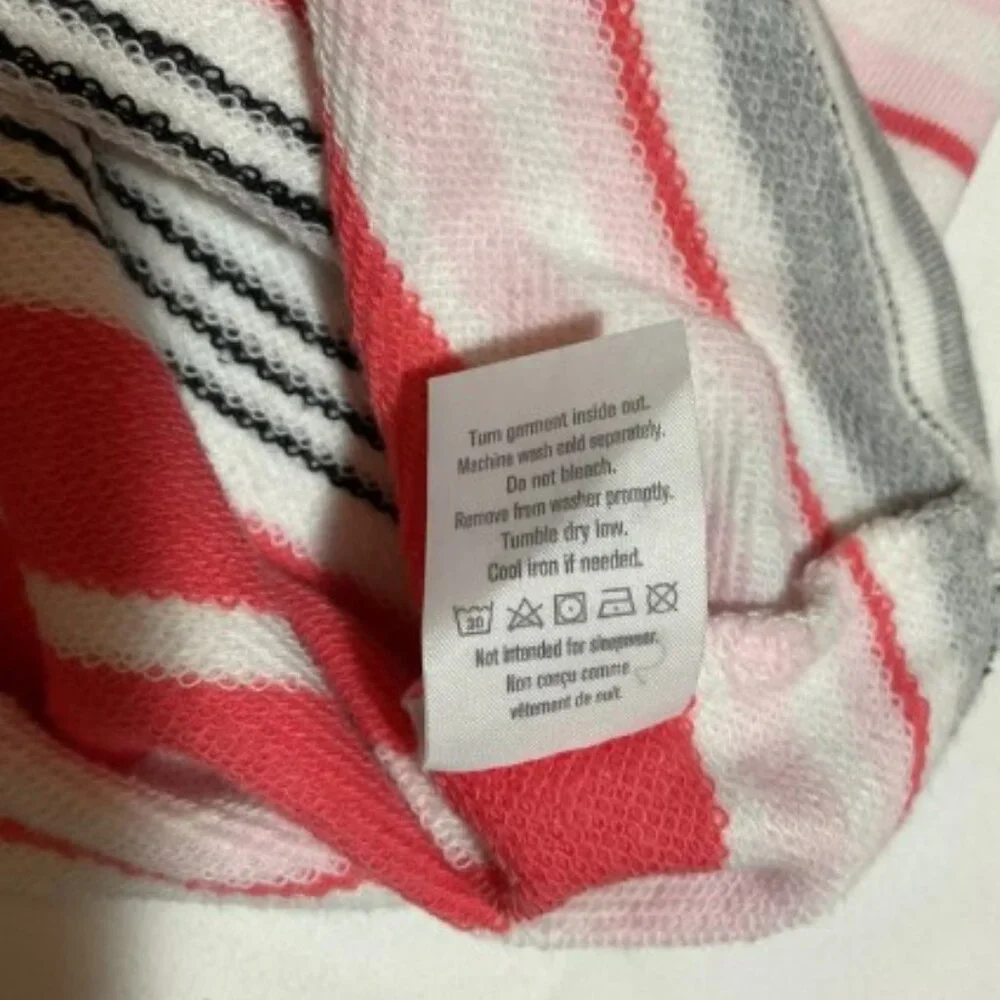 Gymboree Girls Size 8 Kitty in Pink Gray White Stripes Terry Short Sleeve Dress